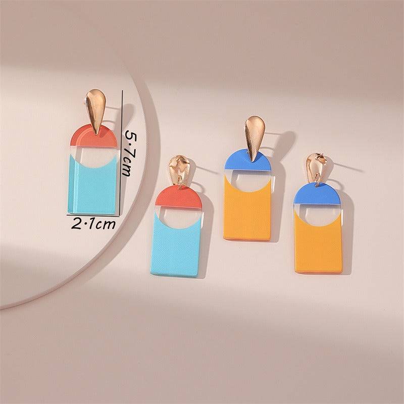 Acrylic geometric color matching fashion earrings