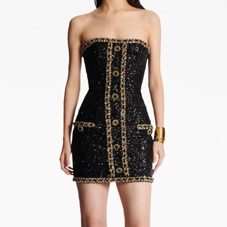 Lorrie Bustier with Embroidered Sequin Dress