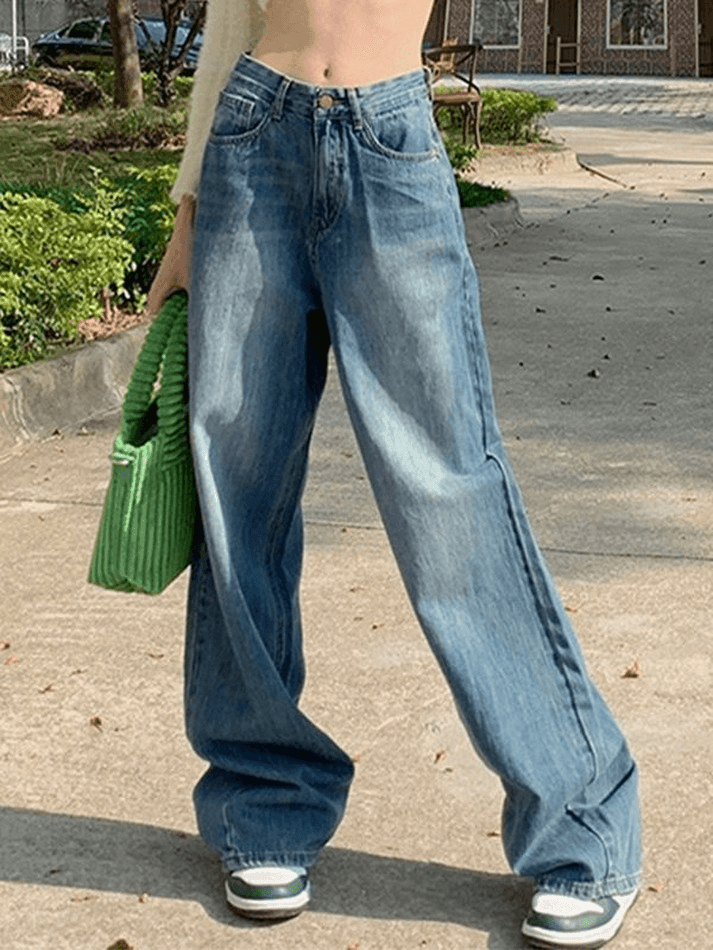 Faded Denim Baggy Boyfriend Jeans