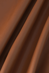 Faux Leather Ruched Slit Midi Skirt