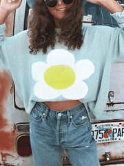 Flower Pattern Oversized Sweater