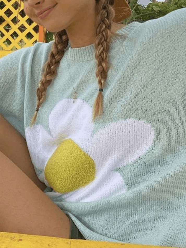 Flower Pattern Oversized Sweater