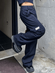 Fold Over Waist Y2K Straight Leg Pants