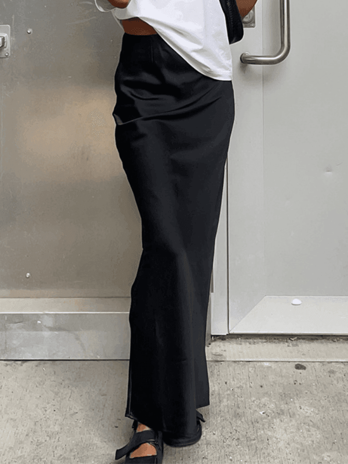 French Satin Drape Skirt