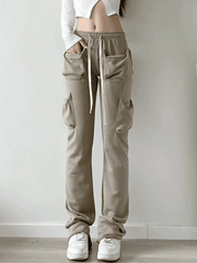 Function Pocket White Cargo Sweatpants