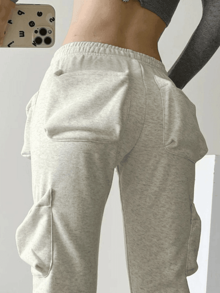 Function Pocket White Cargo Sweatpants