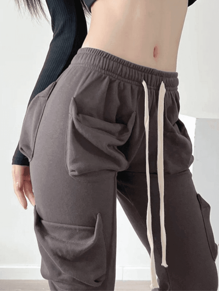 Function Pocket White Cargo Sweatpants