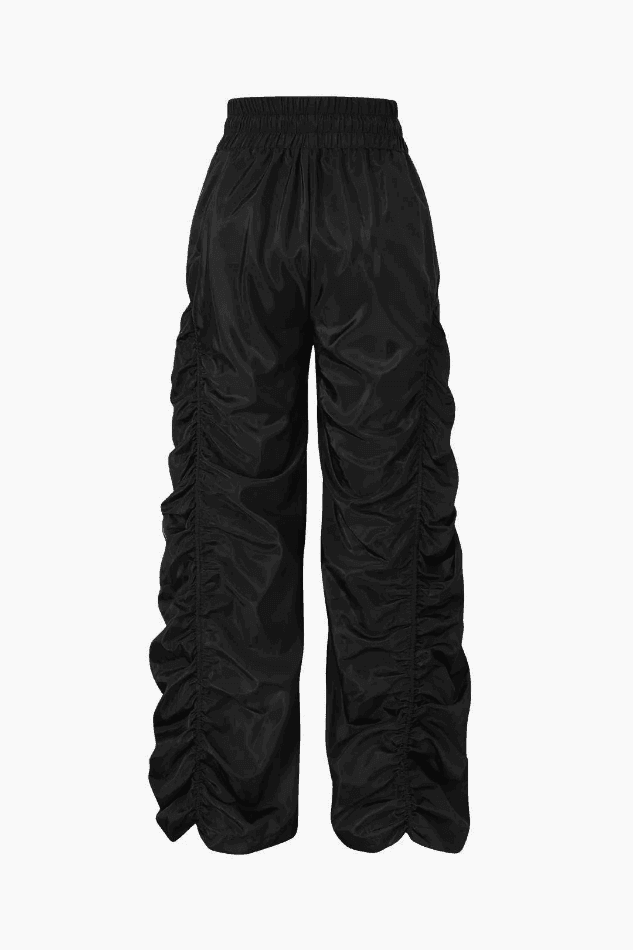 Gathered Drawstring Wide Leg Cargo Pants