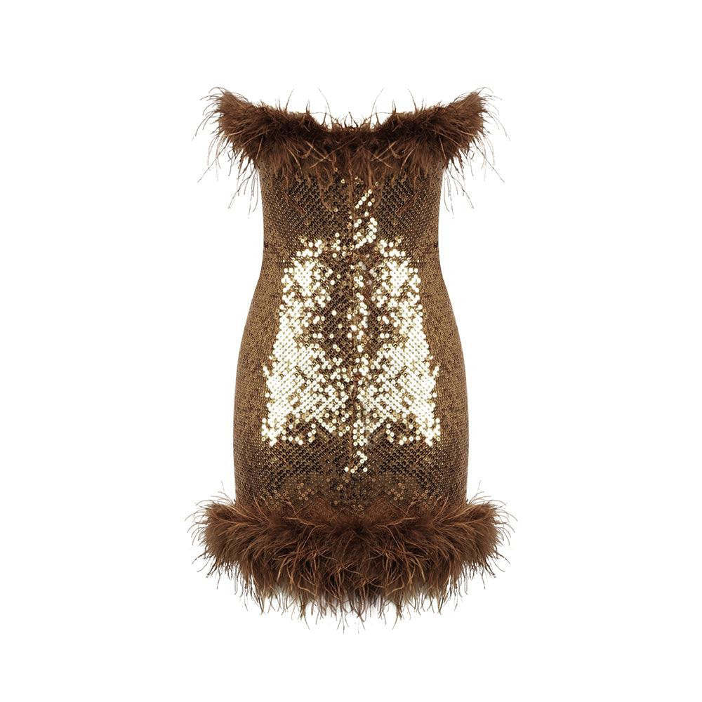 Gillian Strapless Embellished Sequins Mini Dress
