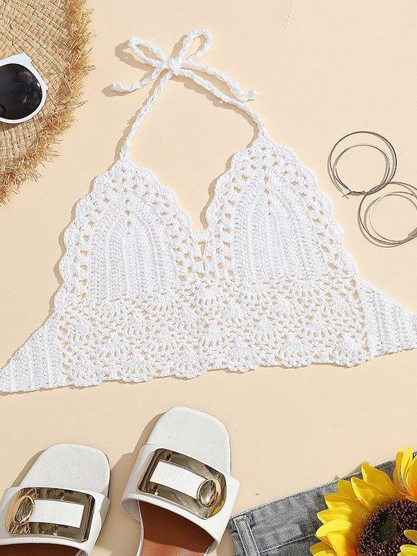 Halter Crochet Knit Crop Cami Top