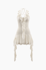 Halter Neck Ruffle Mini Dress