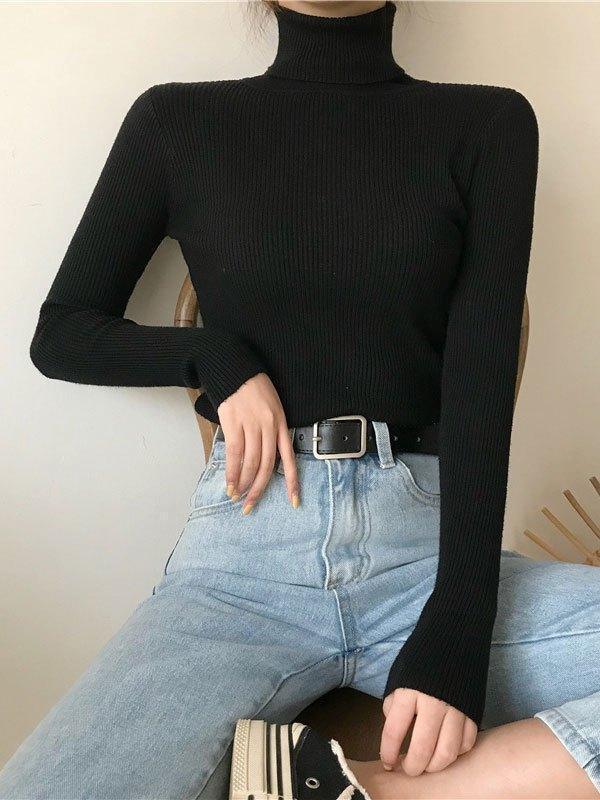 High Neck Jumper Knit Top