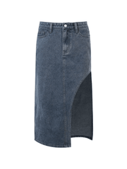 High Waist Slit Denim Skirt