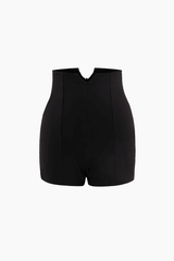 High Waisted Seam Detail Shorts