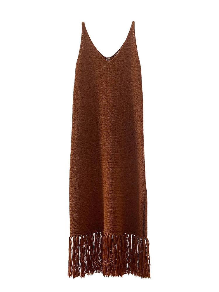 Alora Fringe-trimmed Knitted Dress