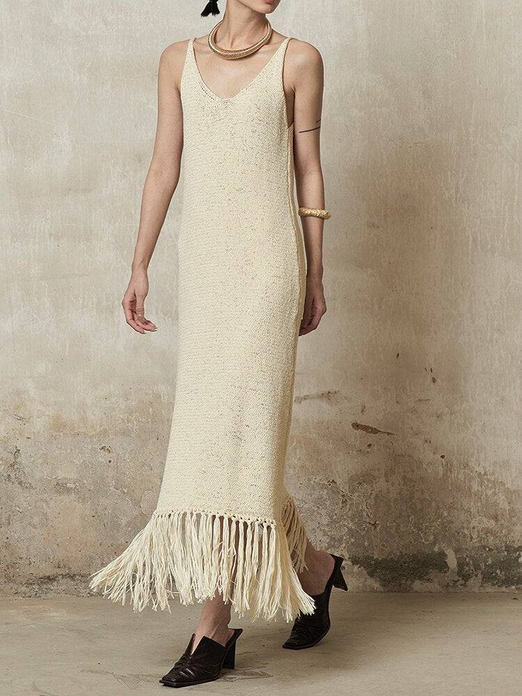 Alora Fringe-trimmed Knitted Dress