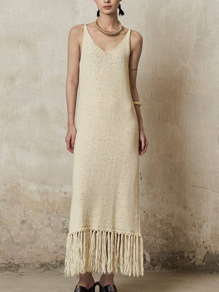 Alora Fringe-trimmed Knitted Dress