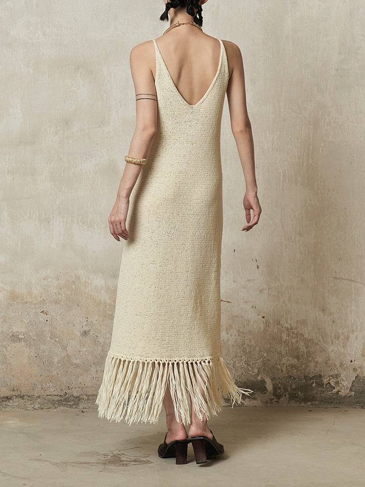 Alora Fringe-trimmed Knitted Dress
