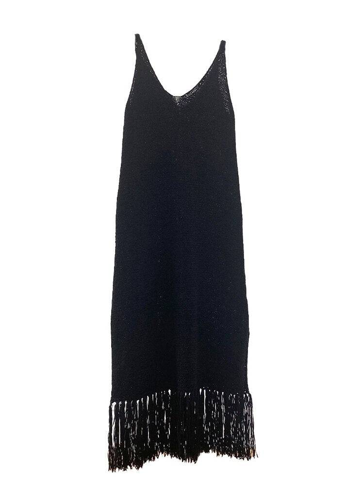 Alora Fringe-trimmed Knitted Dress