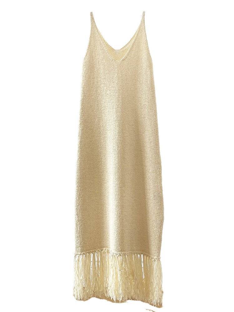 Alora Fringe-trimmed Knitted Dress