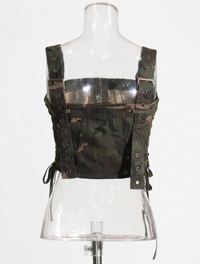 Emely Street Camo Print Ripped Short Set
