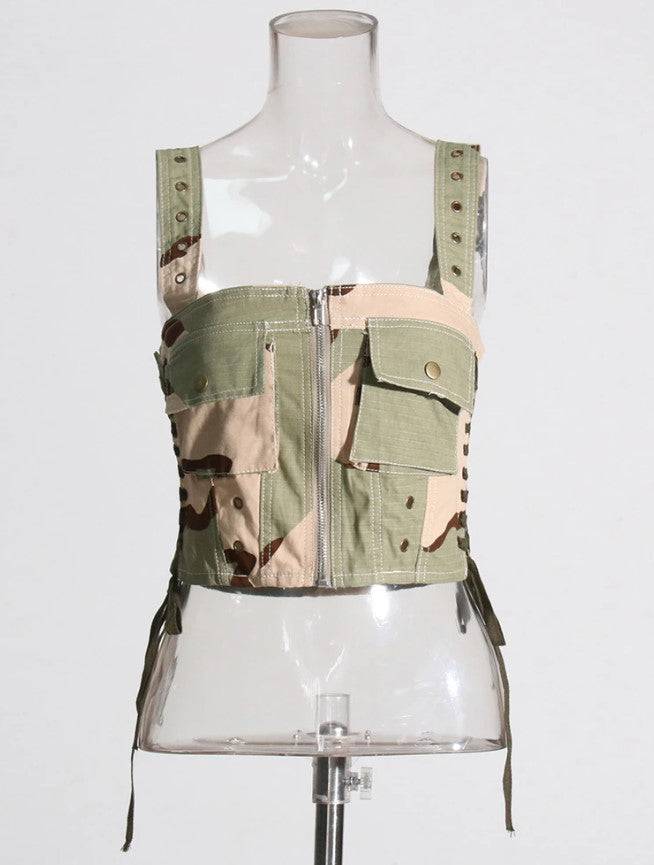 Emely Street Camo Print Ripped Short Set