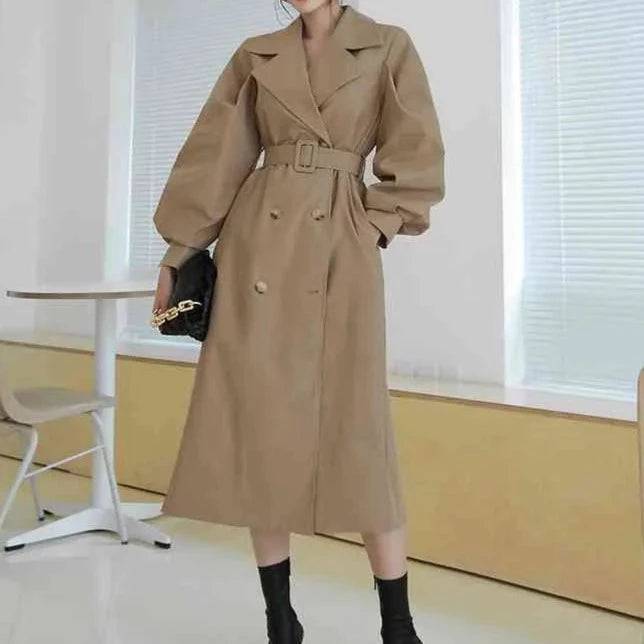 Eliza Puff Sleeves Coat With Belt