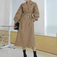 Eliza Puff Sleeves Coat With Belt