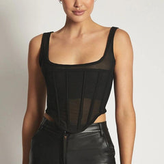 Willa Sheer Square Neck Corset Tank Top