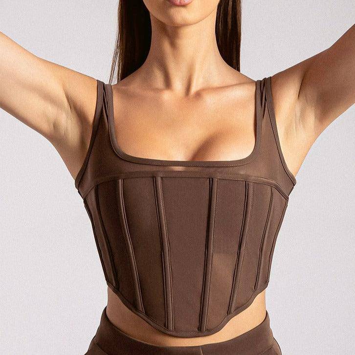 Willa Sheer Square Neck Corset Tank Top