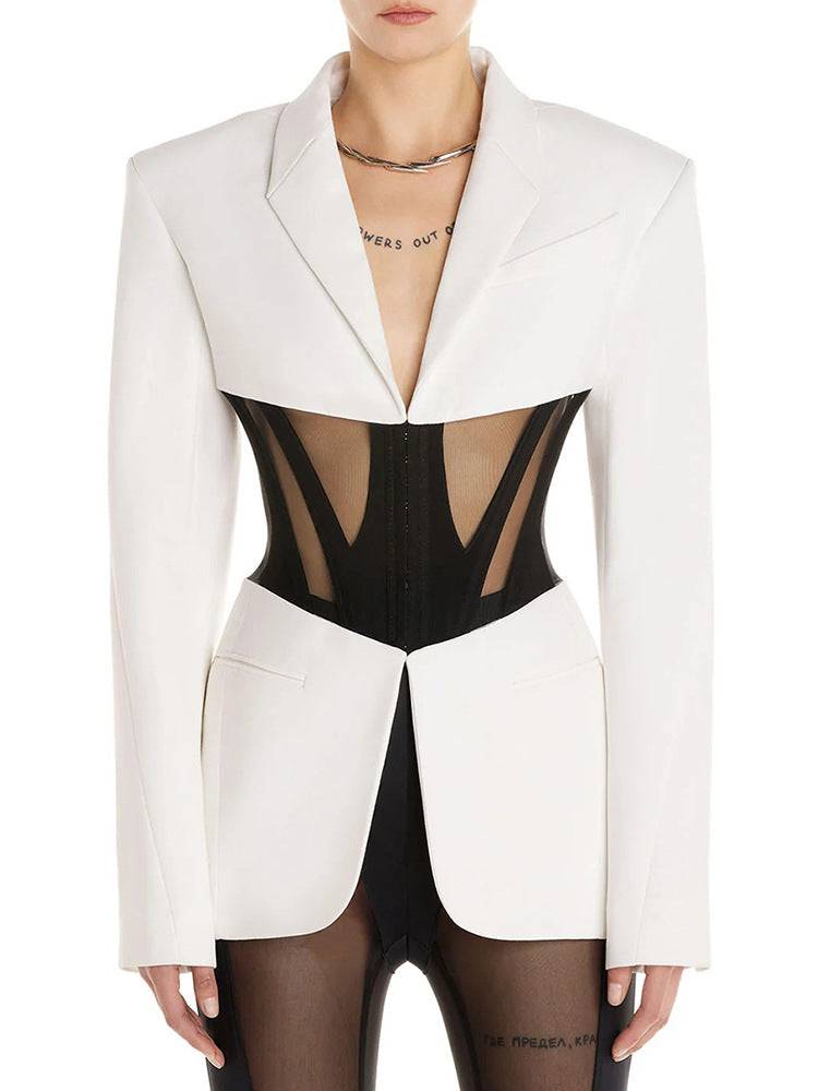 Candice Single-breasted Corseted Blazer In White
