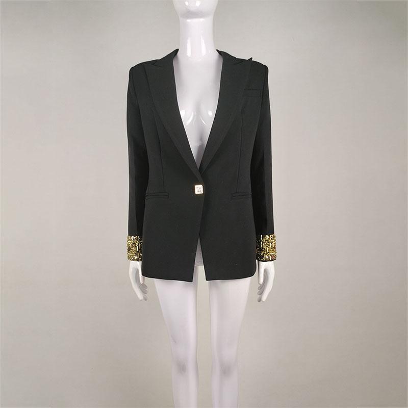 Lenora Long Sleeve Gold Detail Blazer