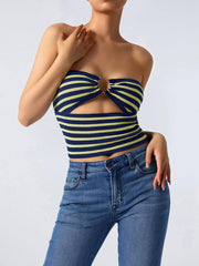 Toni Hoop Linked Hollow Out Strapless Top with Loop