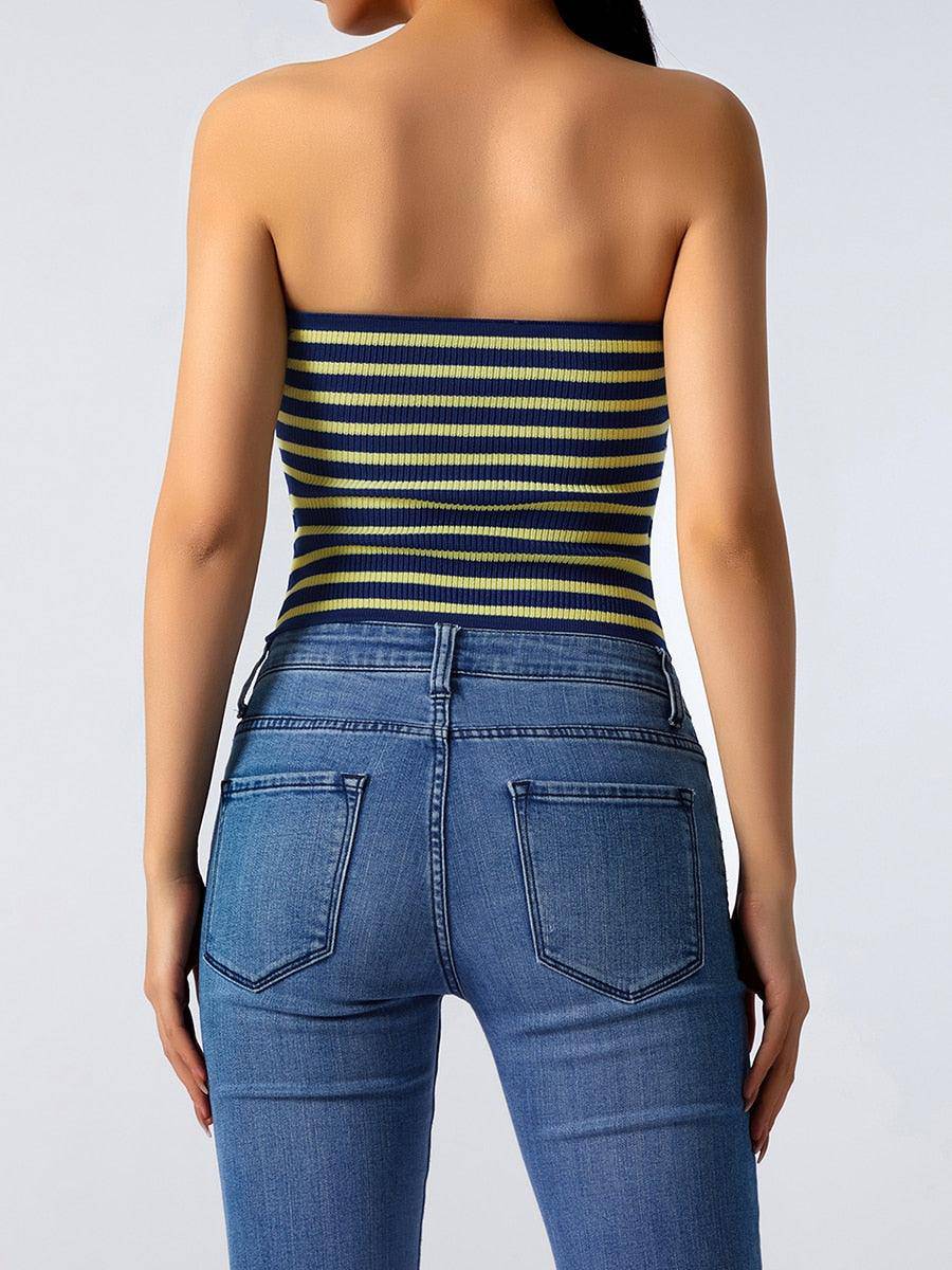 Toni Hoop Linked Hollow Out Strapless Top with Loop