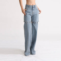 Precious High Waisted Flap Pocket Cargo Jeans