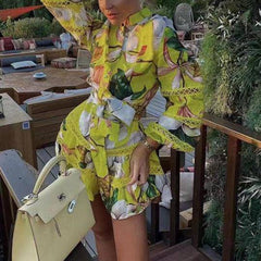 Aniyah Allover Print Mini Dress