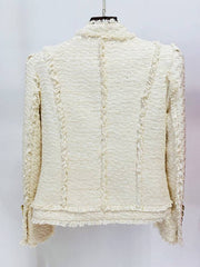 Lisbeth Long Sleeve Fringed Tweed Jacket