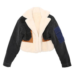 Milana Denim Patchwork Faux Fur Coat