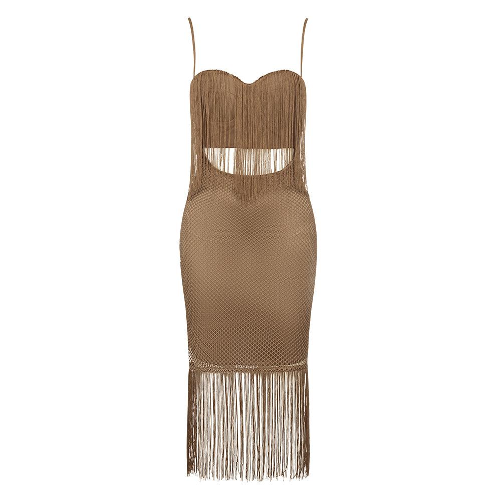 Leann Mesh Tassel Dress