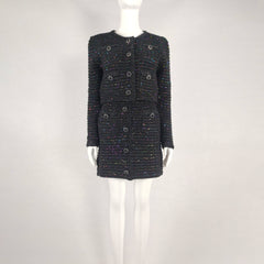 Arianna Black Sequin Knit Jacket, Skirt Set