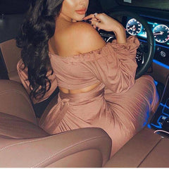 Meghan Puff Sleeve Wrap Top & Asymmetric Hem Skirt Set