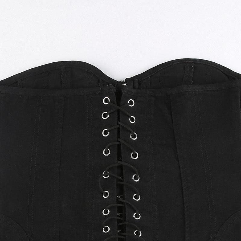 Sandy lace up Denim corset top