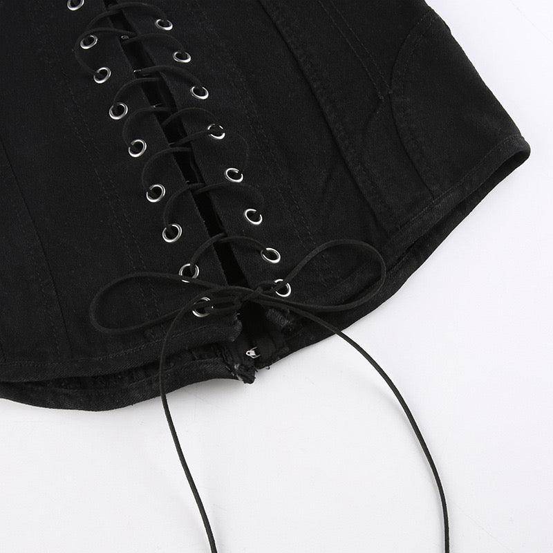 Sandy lace up Denim corset top