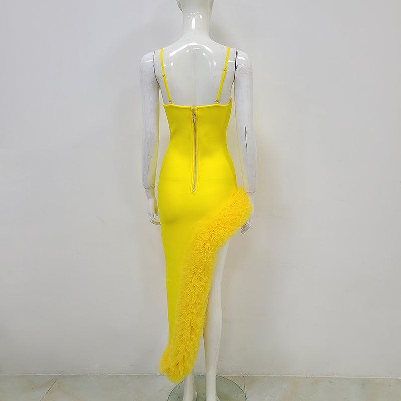 Misty Sleeveless Spaghetti Strap Asymmetrical Ruffle Hem Mini Dress