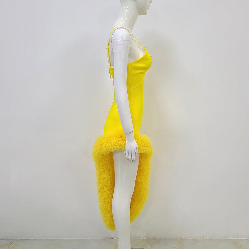 Misty Sleeveless Spaghetti Strap Asymmetrical Ruffle Hem Mini Dress