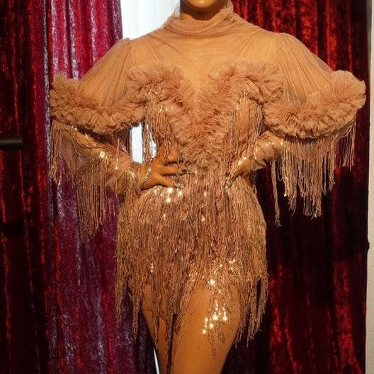 Myra Tassel Trim Mock Neck Dress