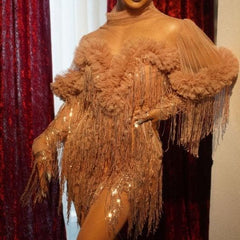 Myra Tassel Trim Mock Neck Dress