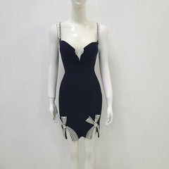Farrah Embellished Rhinestone Hem Mini Dress