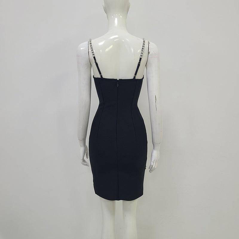 Farrah Embellished Rhinestone Hem Mini Dress