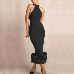 Katie Mock Neck Sleeveless Ruffle Hem Maxi Dress